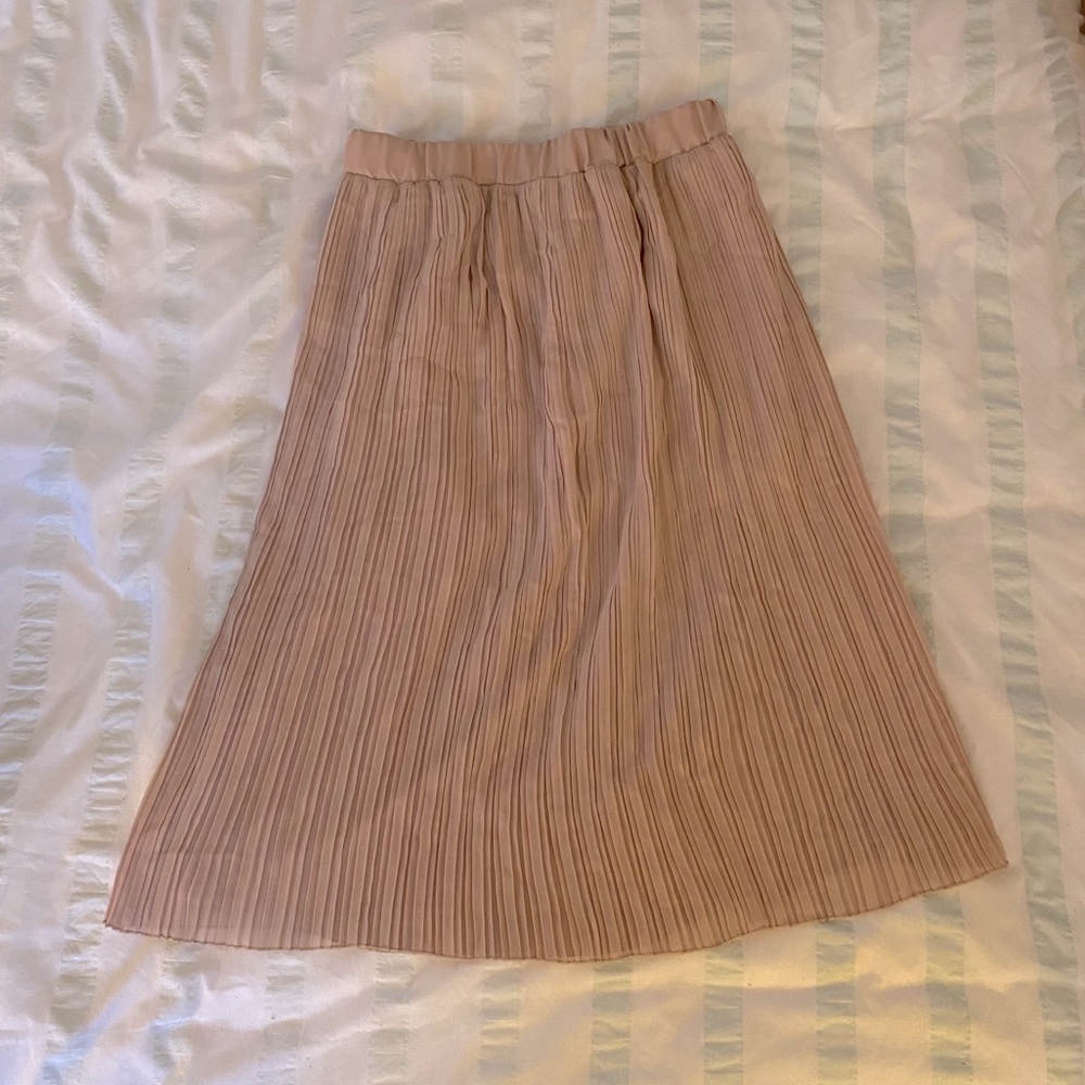 Zara Blush Pleated Midi Skirt